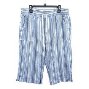 Land N Sea Capri High Rise Linen Blend Striped Nautical Coastal Pants Womens 2X
